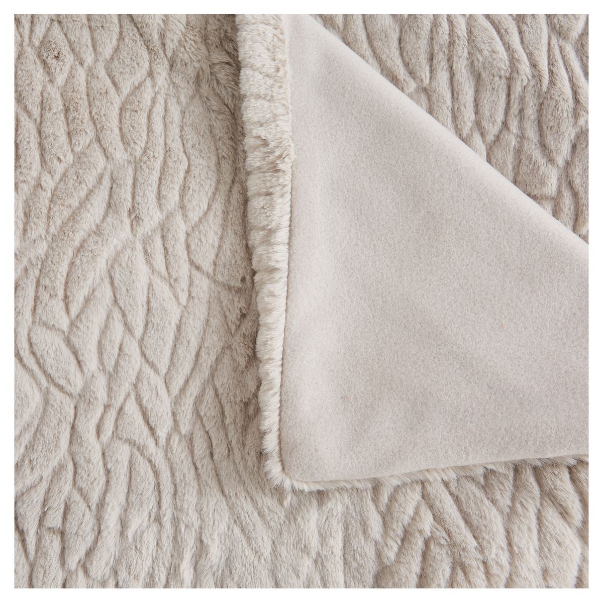 ACTUEL Couverture unie effet fausse fourrure en polyester