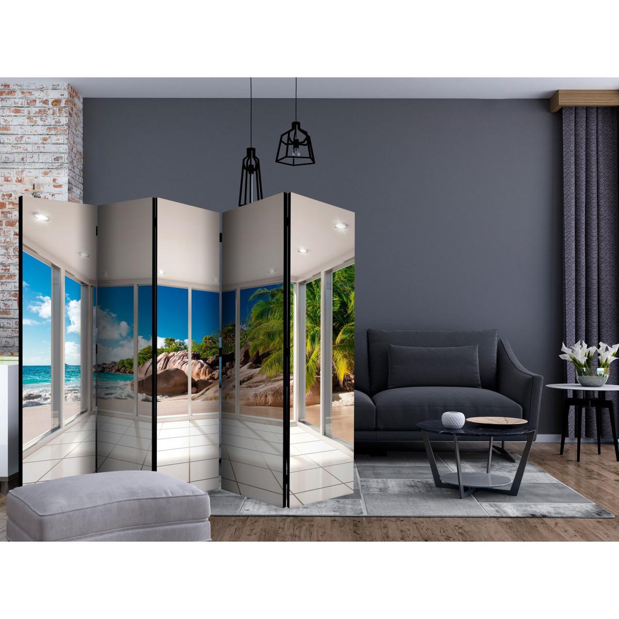 Voir la diapositive 2 : Paris Prix Paravent 5 volets  heavenly illusion  172x225cm