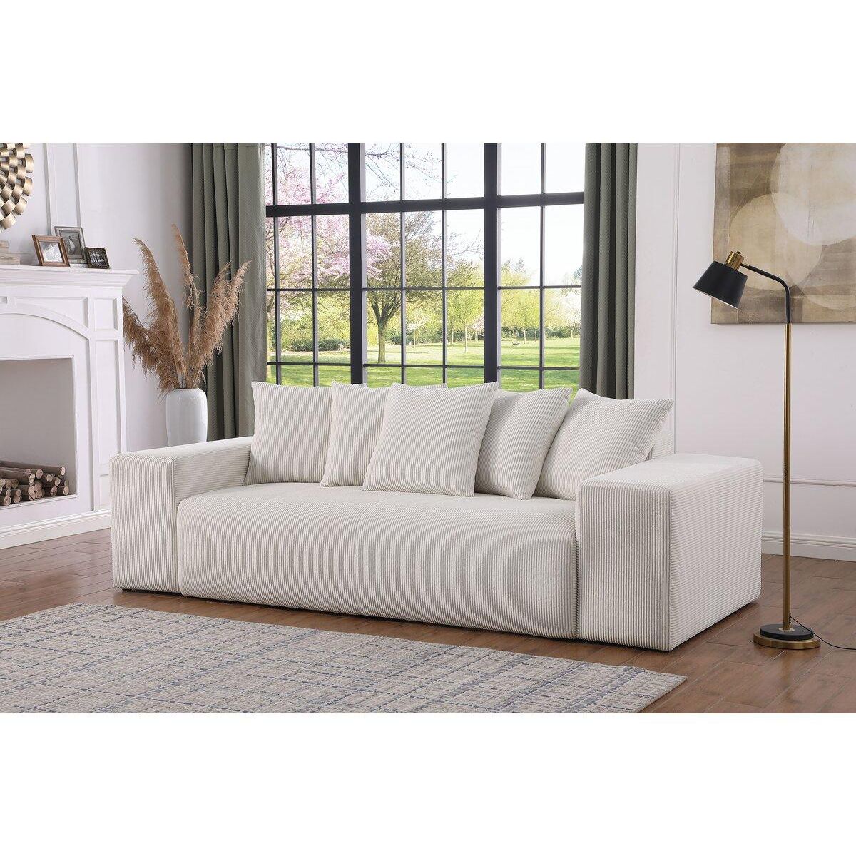 Habitat et Jardin Canapé fixe 3 places en velours côtelé  Rivoli  - Beige