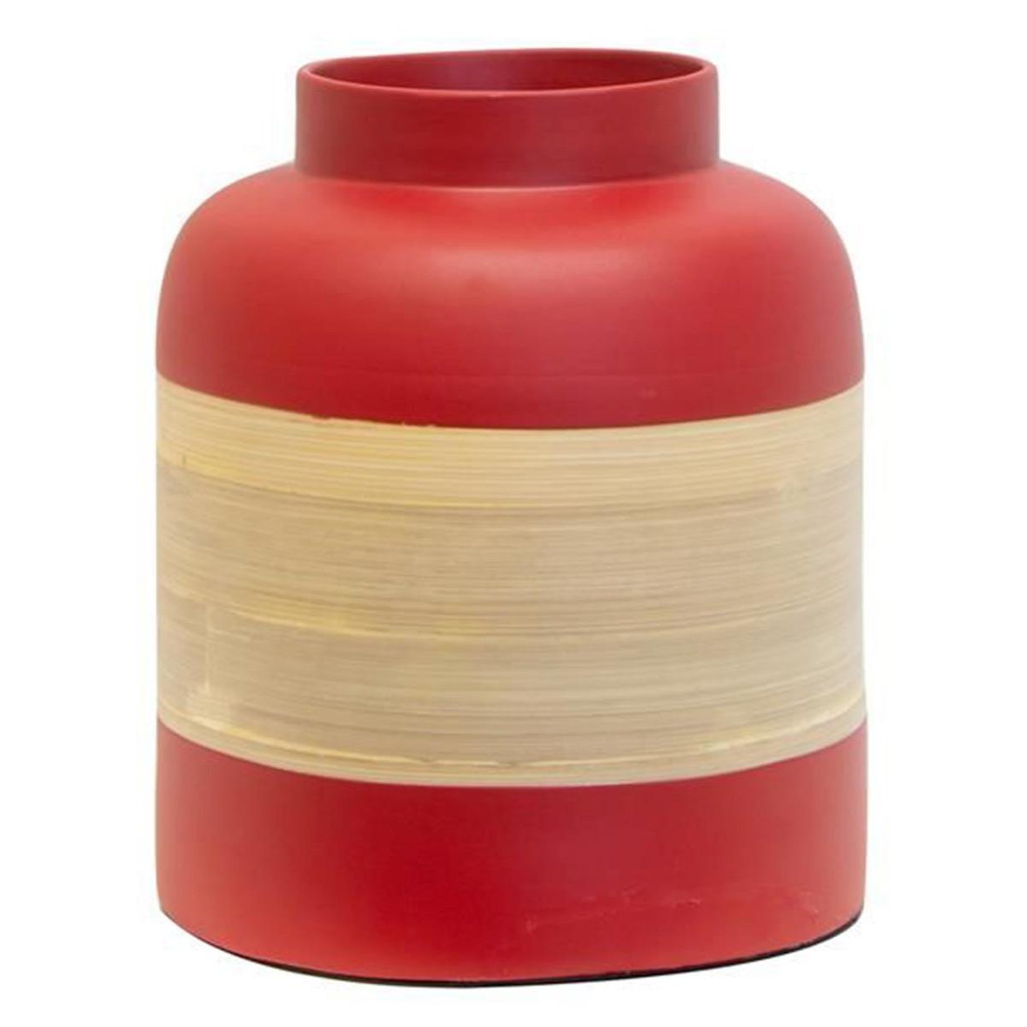 The Home Deco Factory Pot Déco en Bambou  Bicolore  22cm Rouge