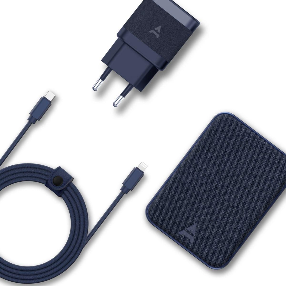 ADEQWAT Pack Powerbank + chargeur 30W+USB-C-Lightning