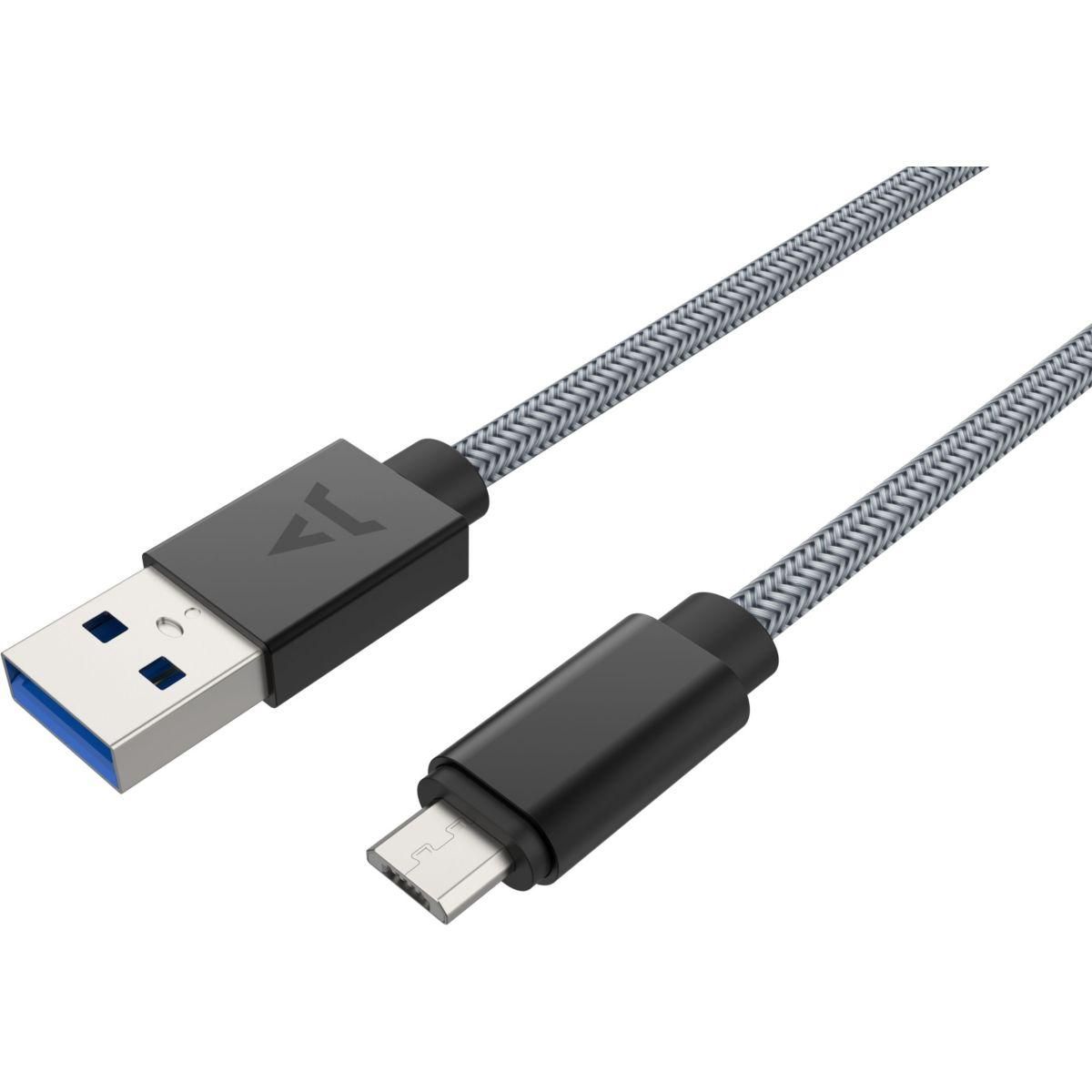 ADEQWAT Câble micro USB vers USB 2M tréssé Gris