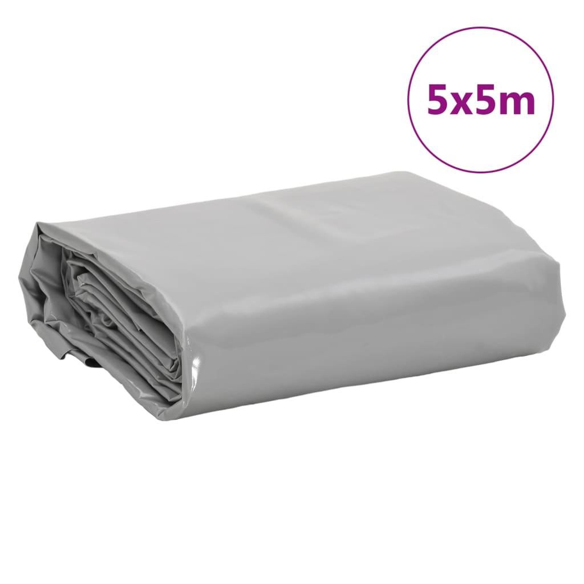 Voir la diapositive 6 : VIDAXL Bache gris 5x5 m 600 g/m²