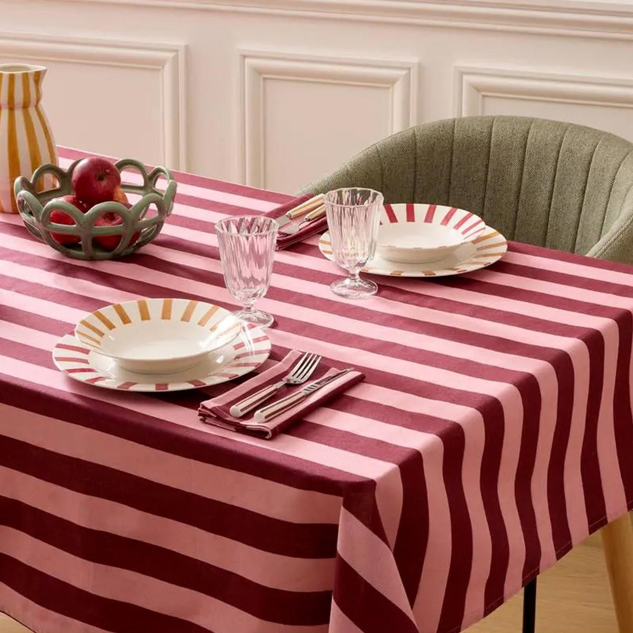 Voir la diapositive 4 : ATMOSPHERA Lot de 4 serviettes de table  chéri  40x40cm rouge