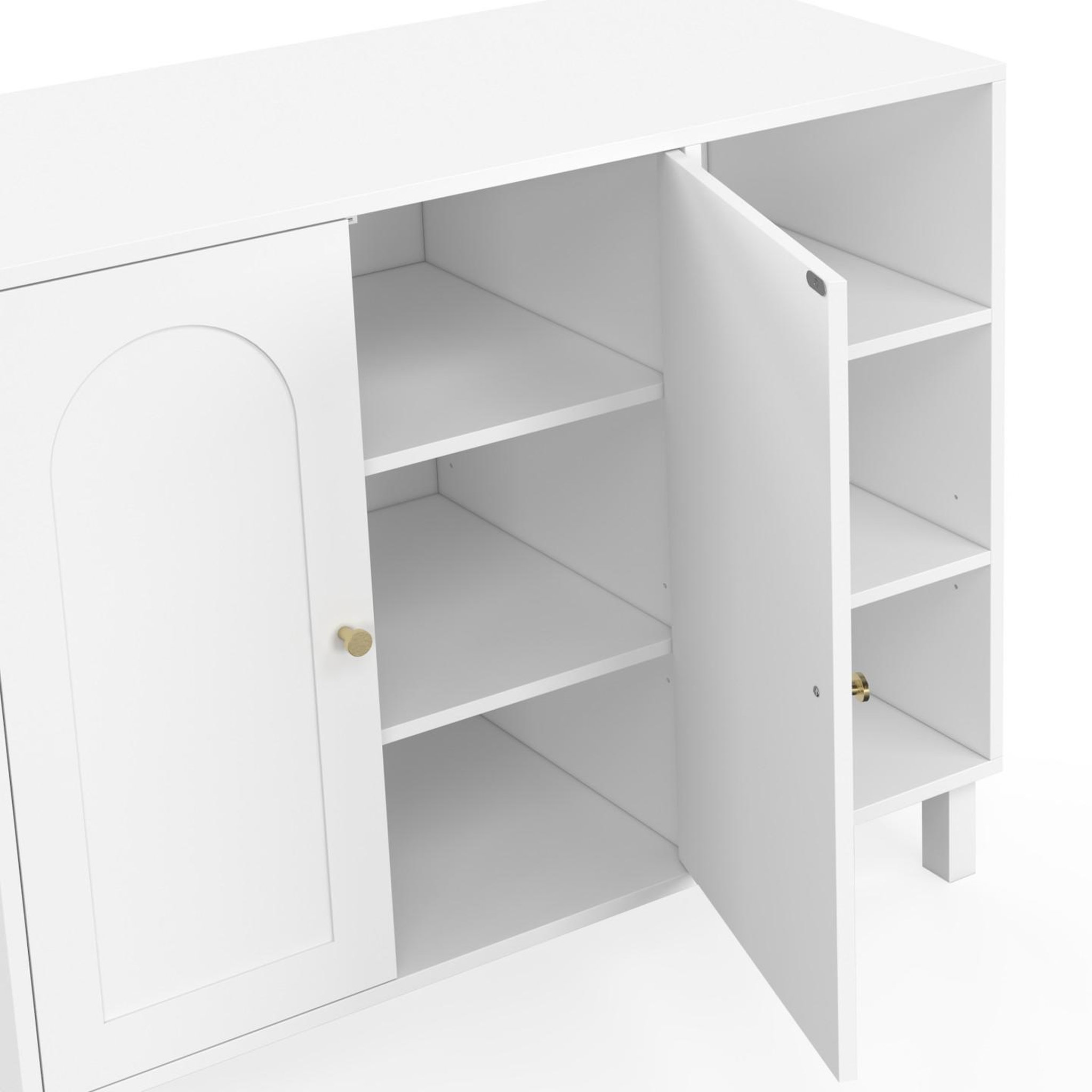 Voir la diapositive 6 : ID MARKET Meuble de salle de bain, meuble de rangement salon, entrée arsene 3 étagères avec placard bois blanc
