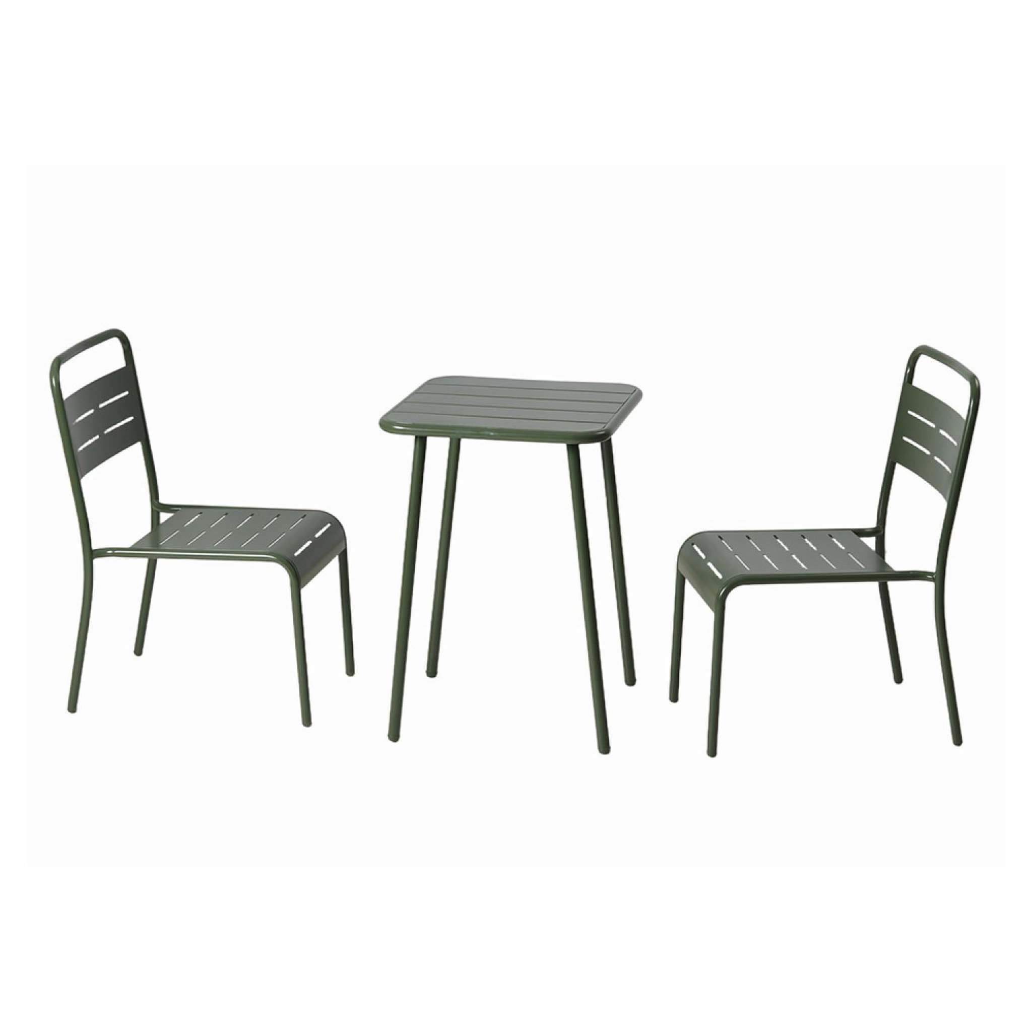 CONCEPT USINE Ensemble table de jardin carrée 50cm et 2 chaises vert bergame