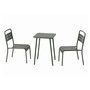 Voir la diapositive 1 : CONCEPT USINE Ensemble table de jardin carrée 50cm et 2 chaises vert BERGAME