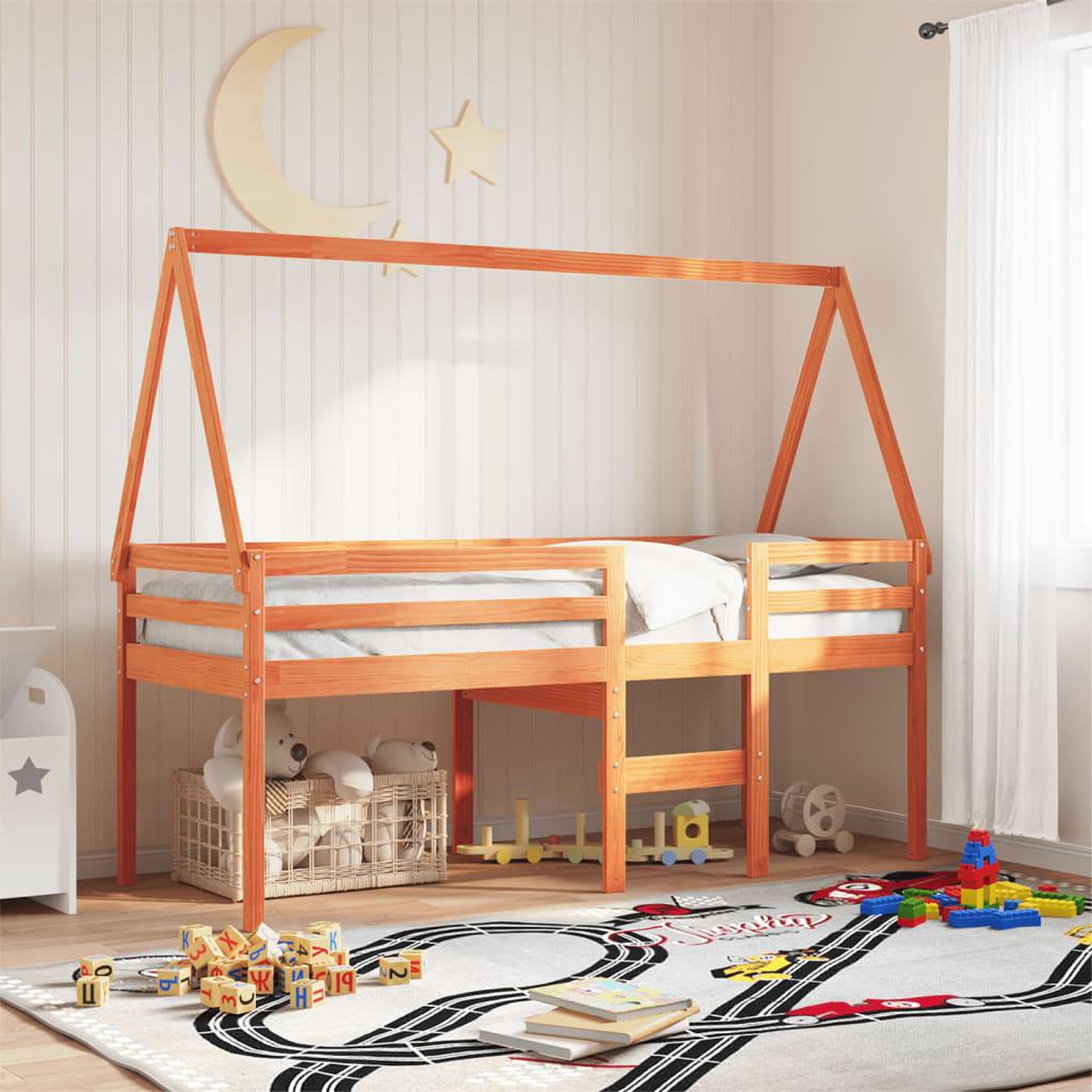 VIDAXL Lit haut sans matelas cire marron 90x190 cm bois de pin massif