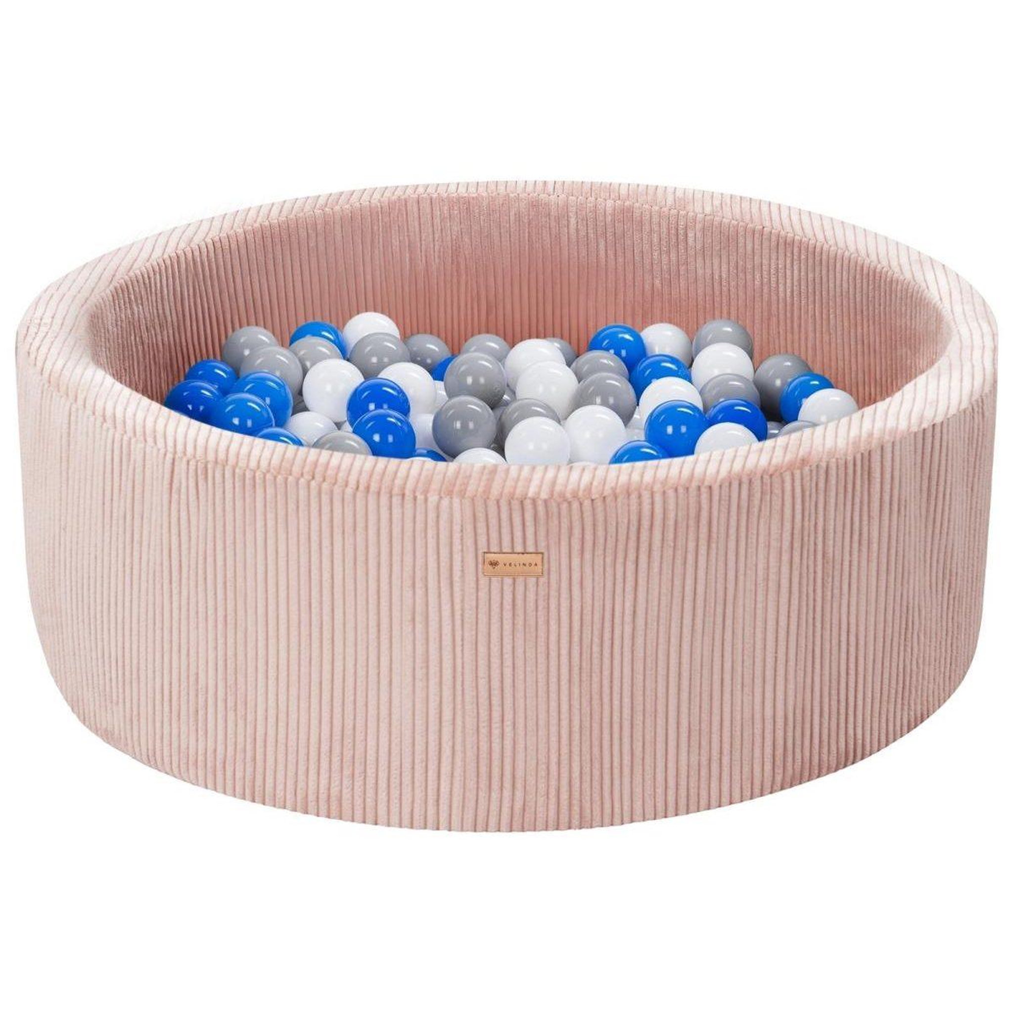 VELINDA Piscine à balles en velours côtelé avec 200 balles, diamètre env. 90 cm — rose clair
