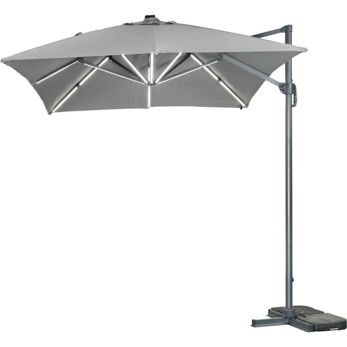 Habitat et Jardin Parasol jardin déporté led alu  Sun 3 Luxe  3 x 3 m - Gris