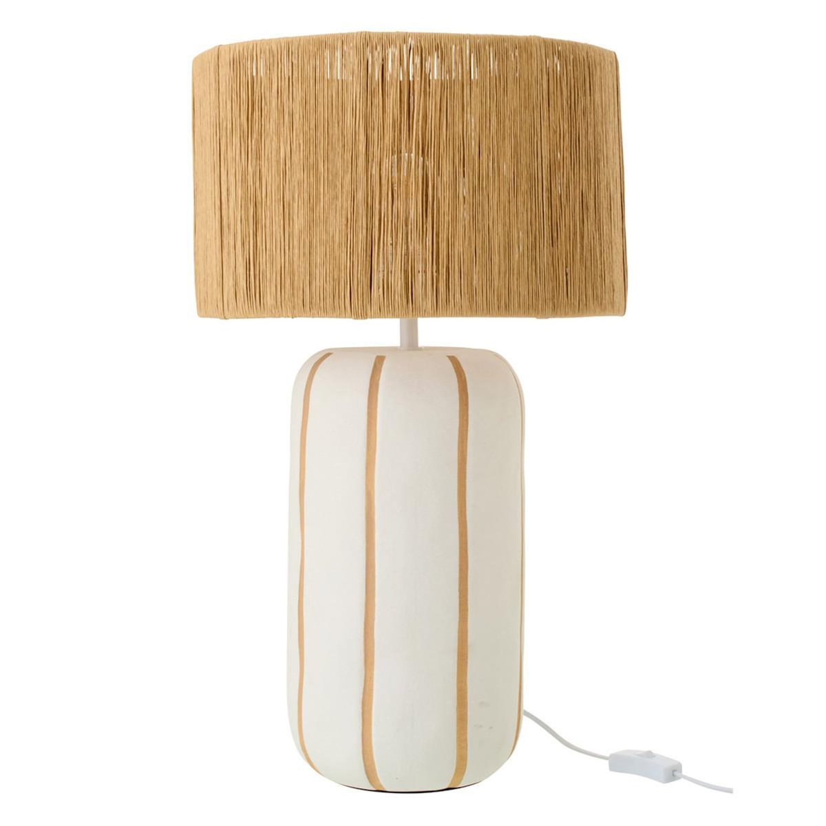 Paris Prix Lampe à Poser à Rayures  Irvin  60cm Naturel & Blanc