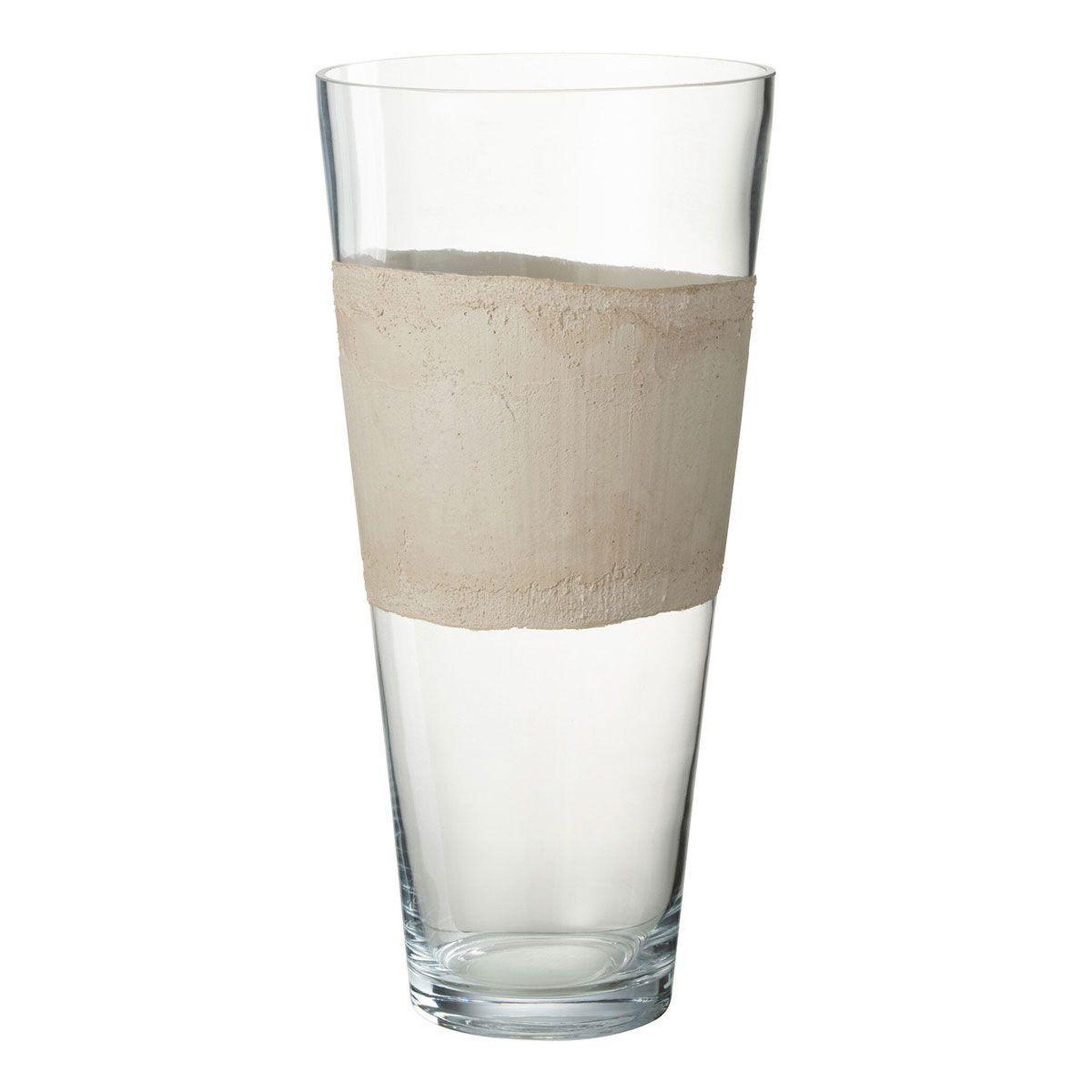 J-LINE Vase déco en verre  delph  45cm transparent & beige