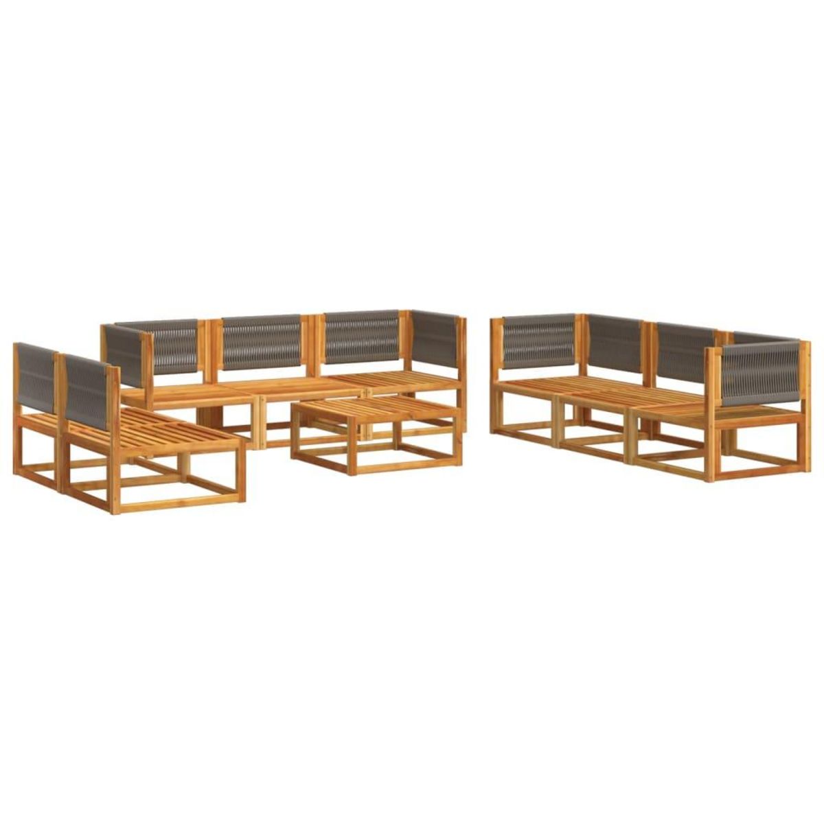 VIDAXL Salon de jardin avec coussins 9 pcs bois massif d'acacia