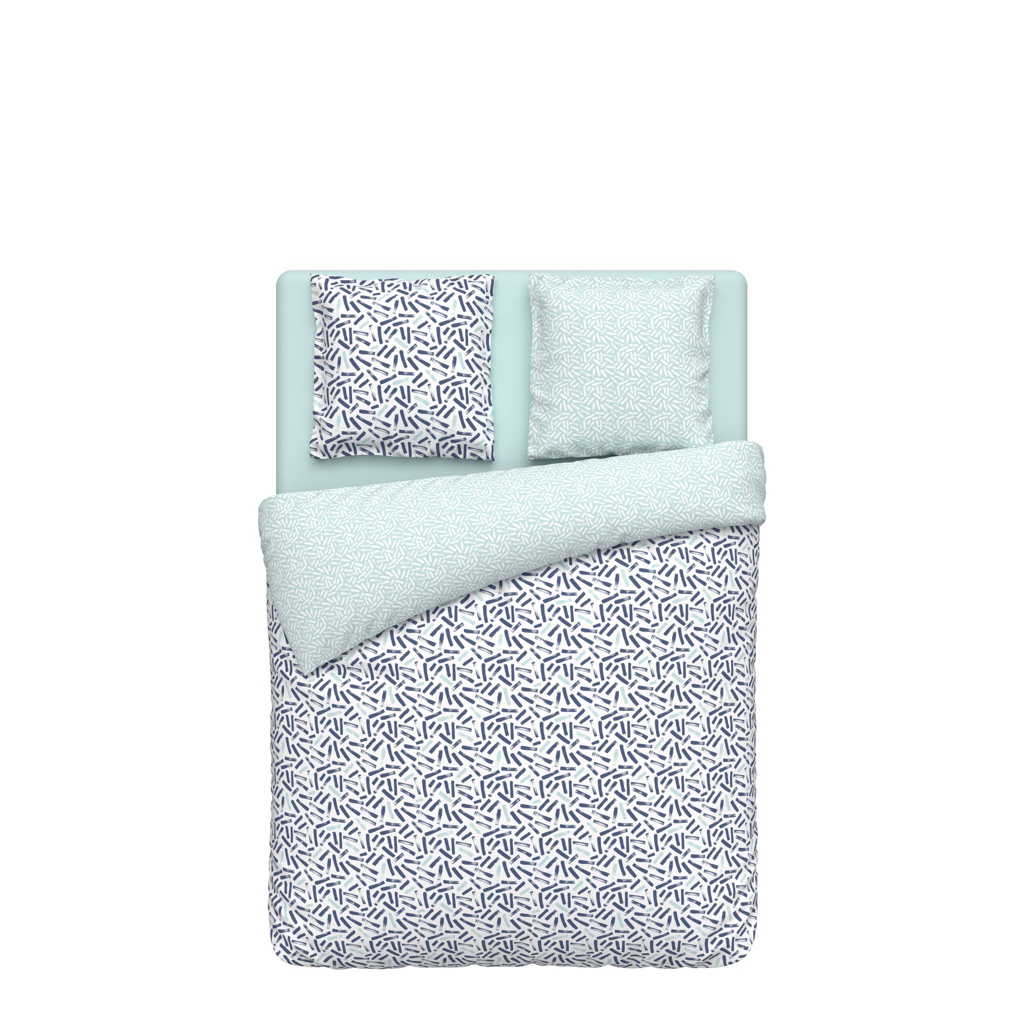 ACTUEL Parure housse de couette en polycoton SWING. Coloris disponibles : Bleu