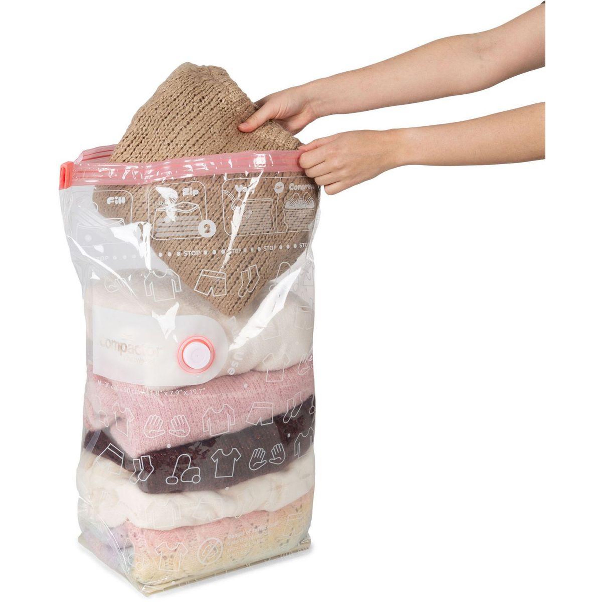 Voir la diapositive 2 : Compactor Housse sac de rangement sous vide manuel compact express
