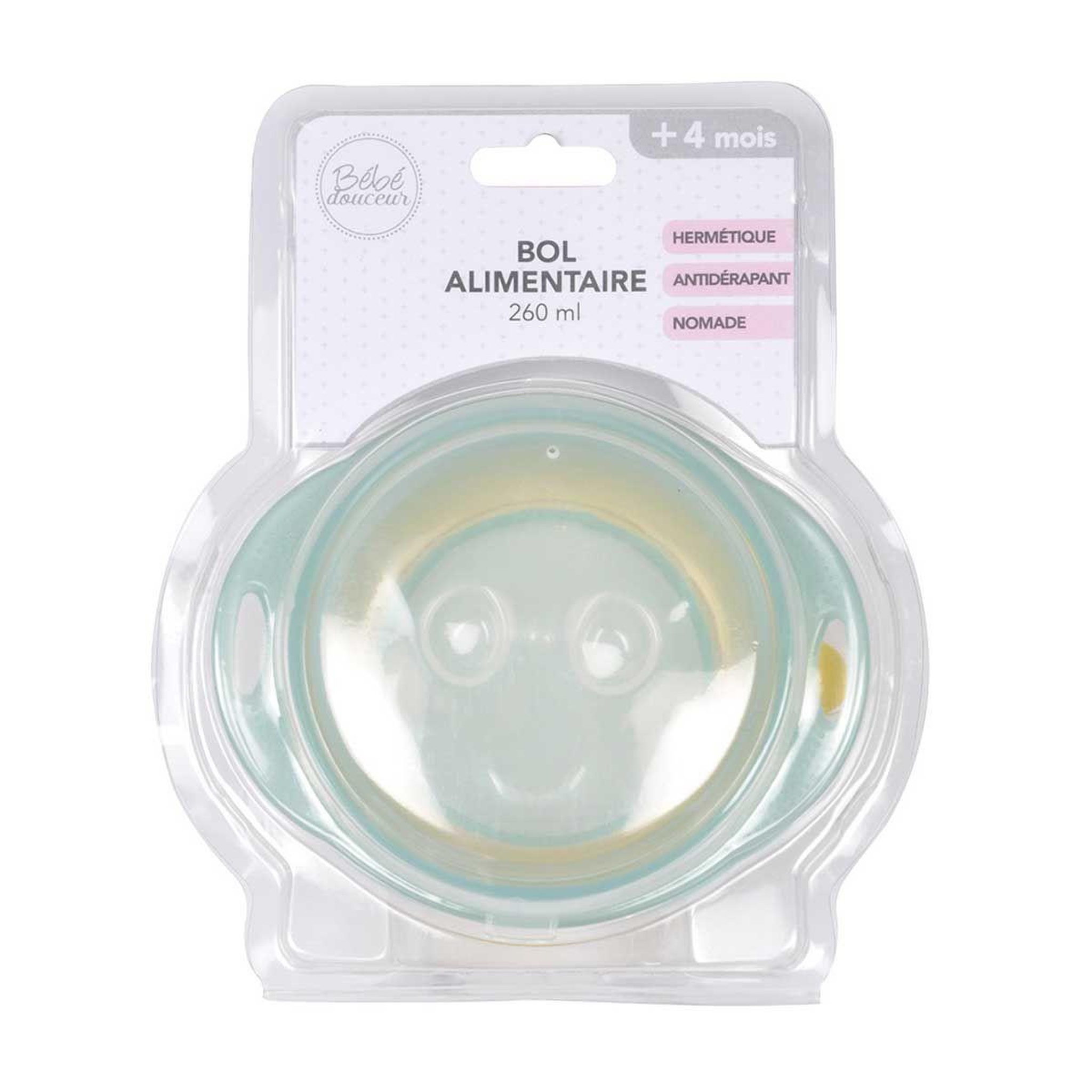Voir la diapositive 2 : HOMEA Bol antidérapant  couvercle  260ml transparent