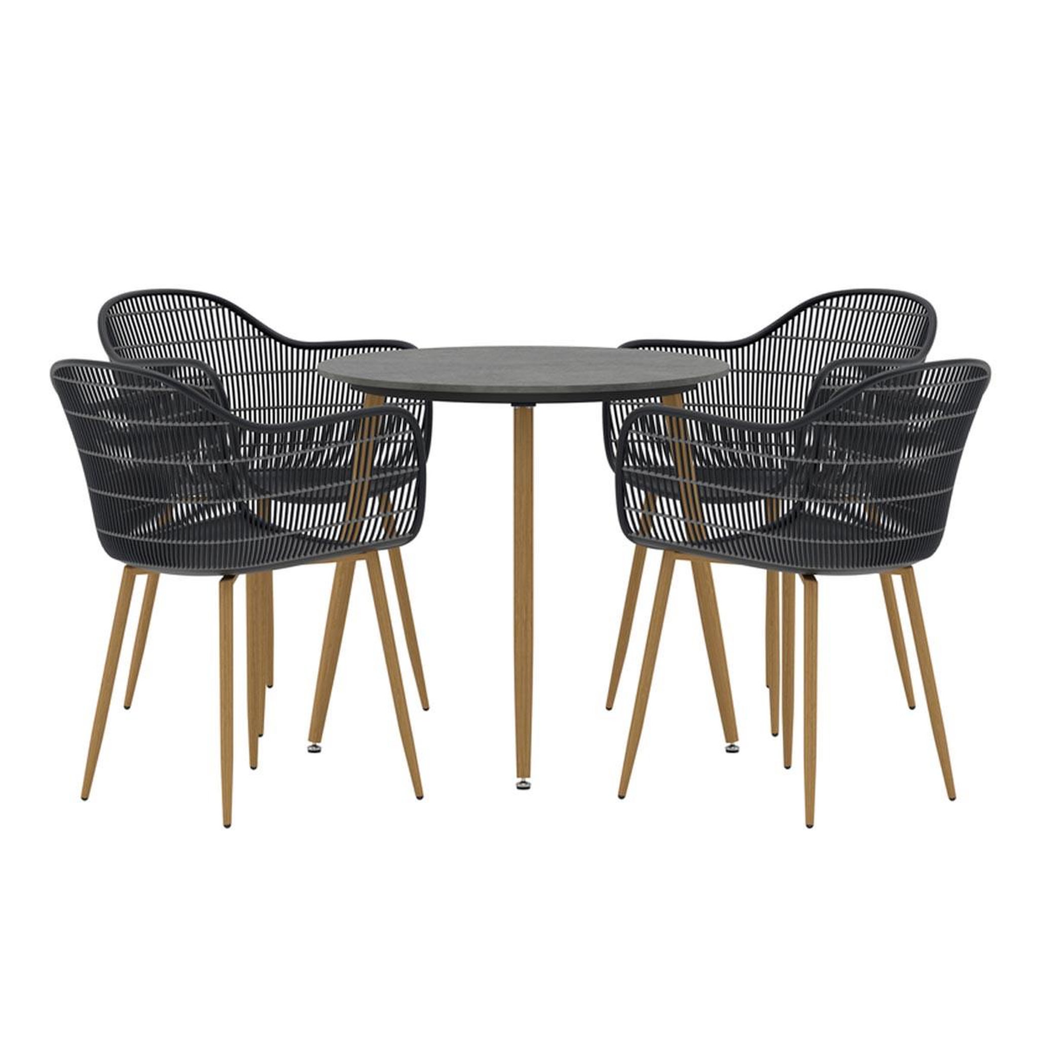 Paris Prix Ensemble table de jardin & 4 chaises  anafi  80cm noir