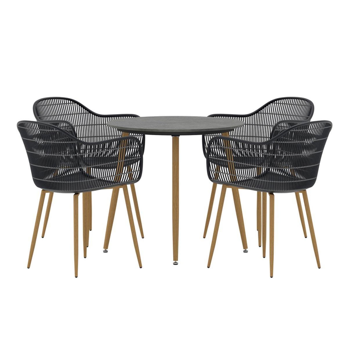 Paris Prix Ensemble Table de Jardin & 4 Chaises  Anafi  80cm Noir