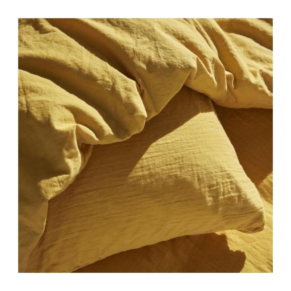 Today Parure de lit - TODAY - 123668 - 2 personnes - 240x220cm - Gaze de coton unie - Ocre