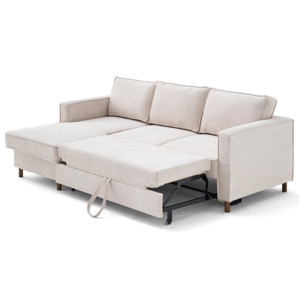 LISA DESIGN Jake - canapé d'angle gauche 4 places convertible avec coffre en tissu velours relief