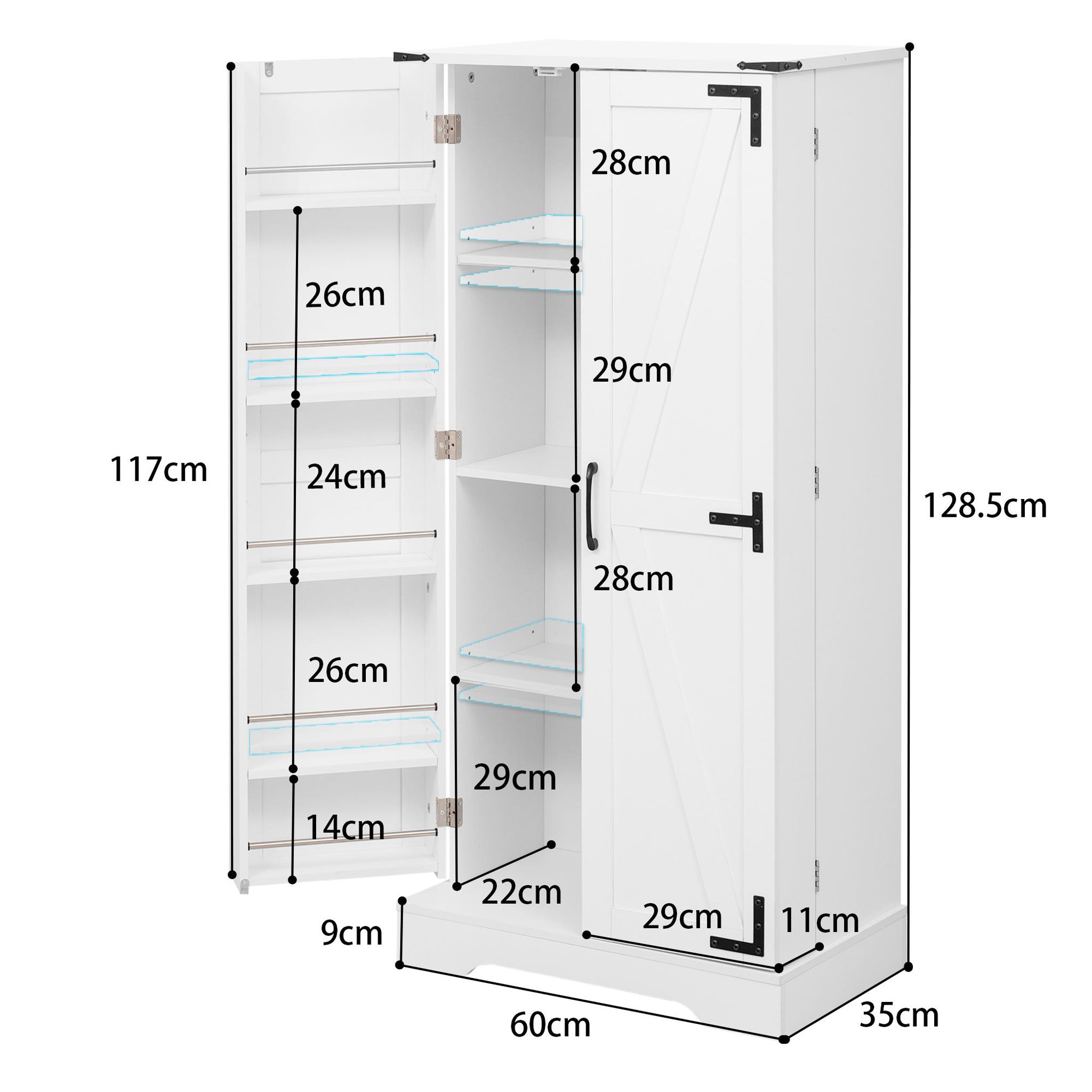 Voir la diapositive 3 : MERAX Buffet de cuisine 2 porte(s) 0 tiroir(s) - 60 cm blanc led mdf