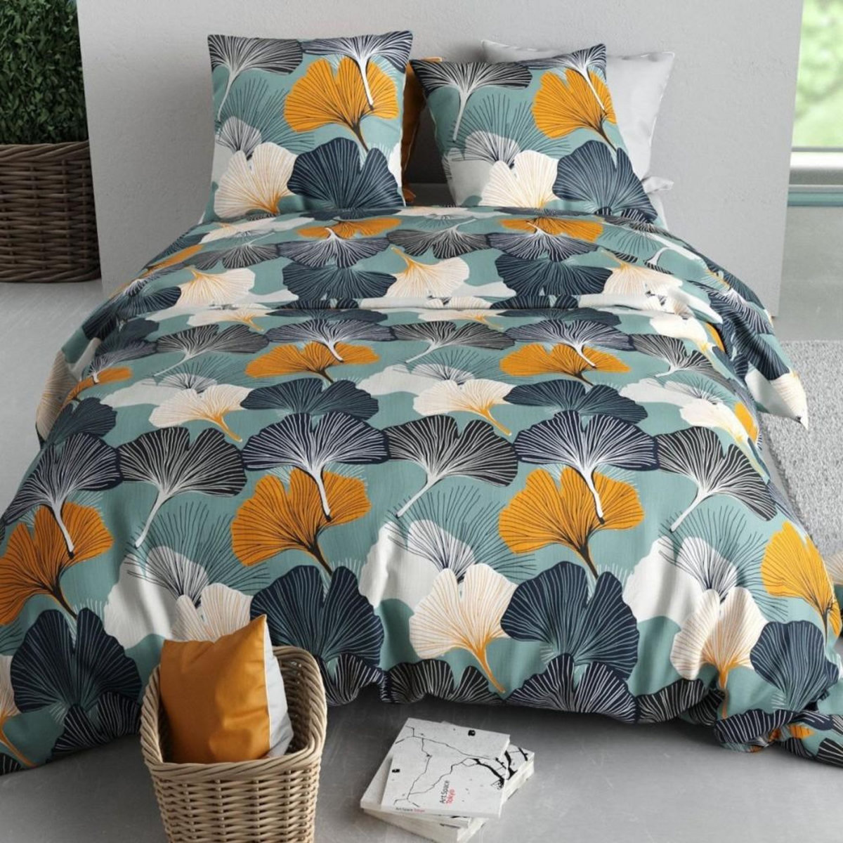 ATELIER DU COTON Housse de couette 260x240 GINK + 2 taies coton 57 fils