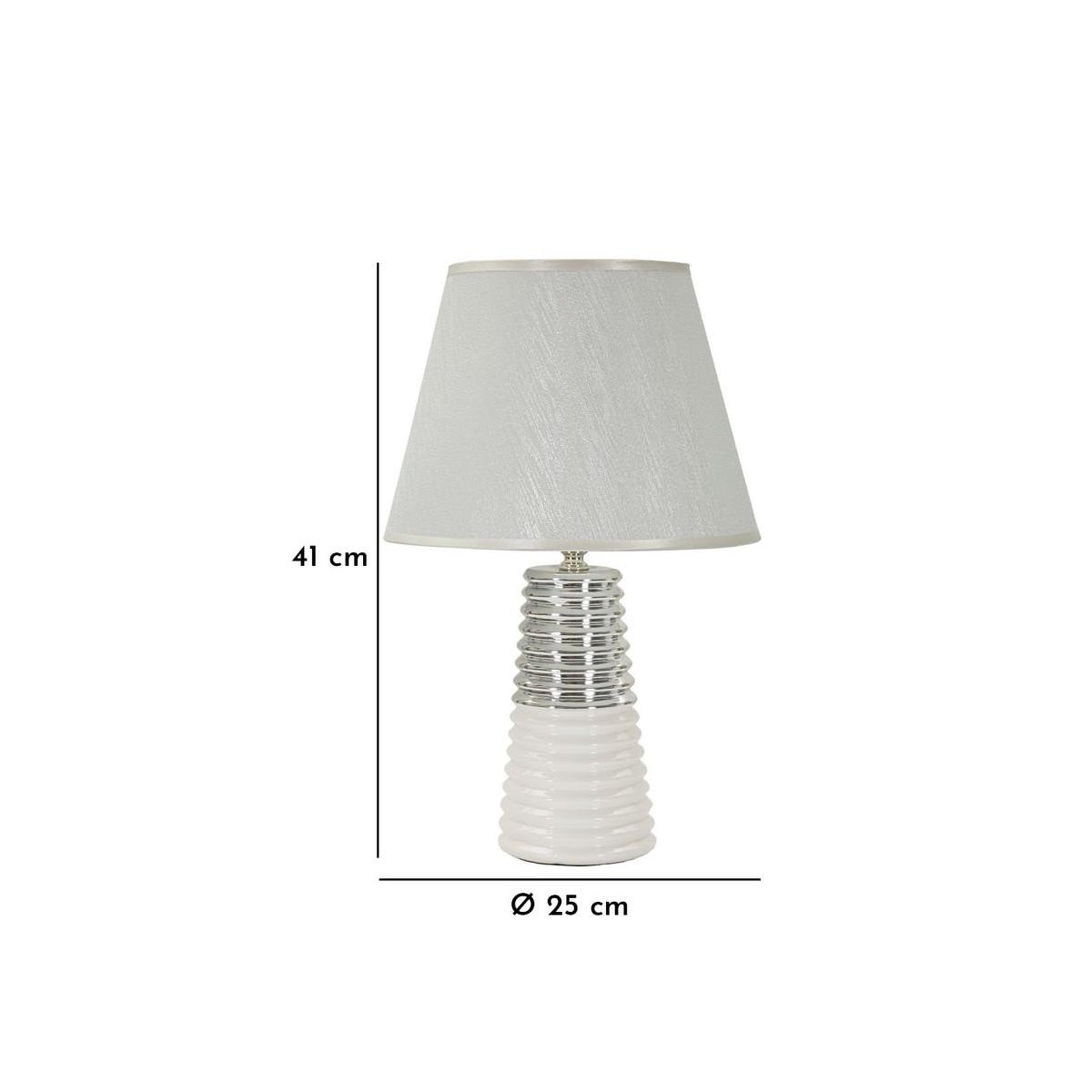 Voir la diapositive 6 : Paris Prix Lampe à poser en céramique  candela  41cm argent & blanc