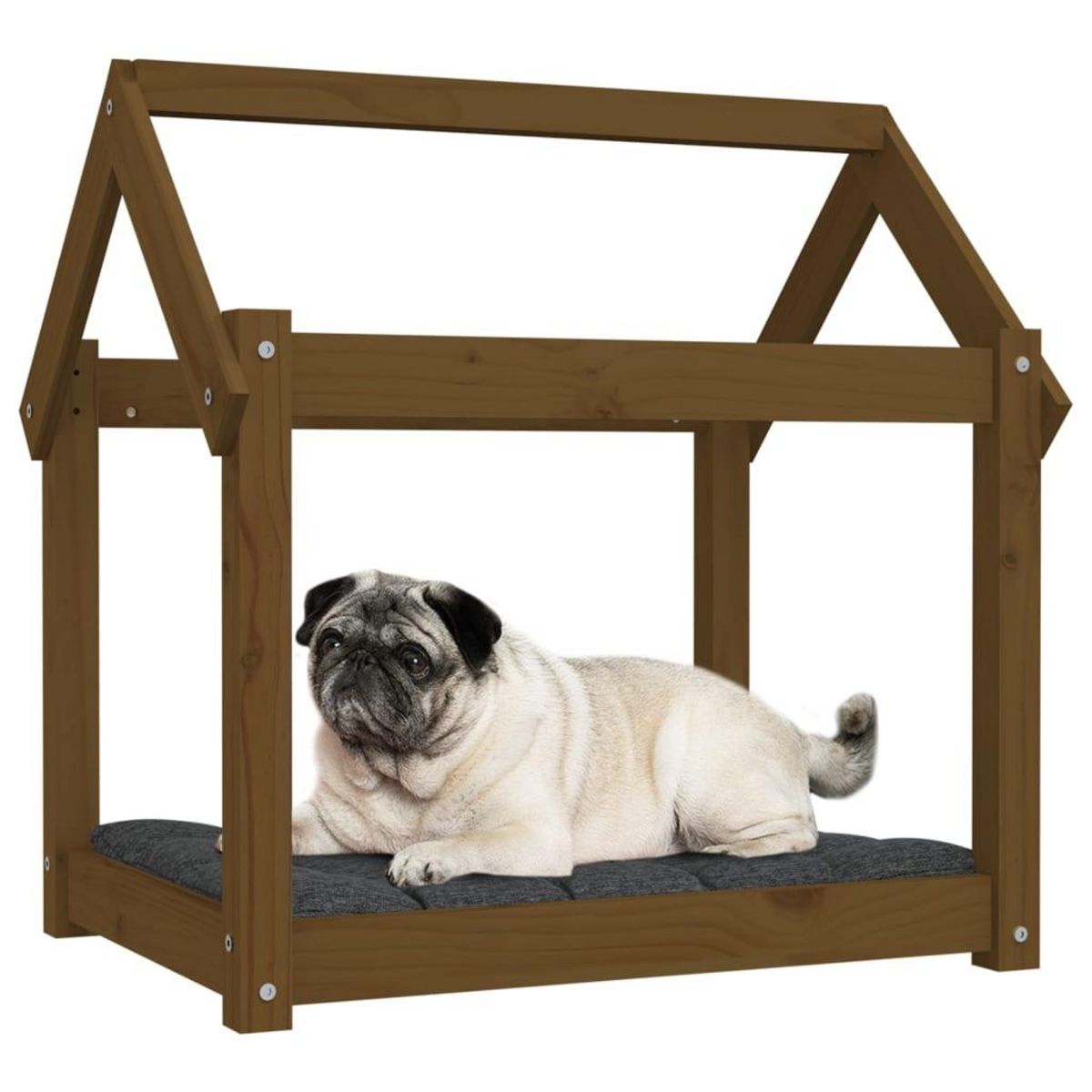 VIDAXL Lit pour chien Marron miel 71x55x70 cm Bois de pin solide