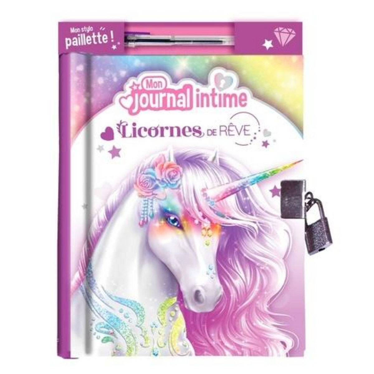 MON JOURNAL INTIME LICORNES. AVEC UN STYLO A PAILLETTES, Alcouffe Christine