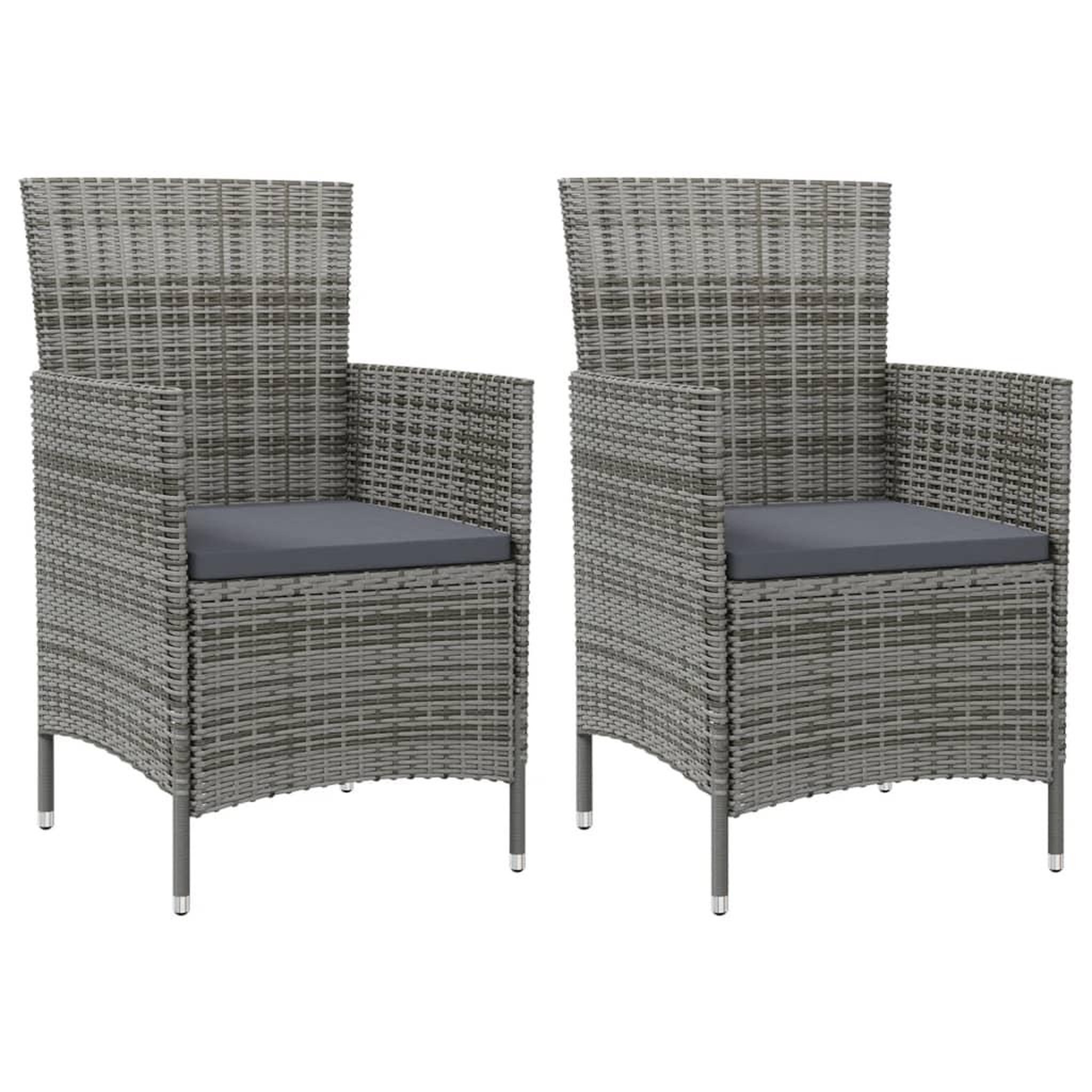 VIDAXL Chaises de jardin avec coussins lot de 2 Resine tressee Gris