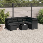 VIDAXL Salon de jardin 8 pcs avec coussins noir resine tressee
