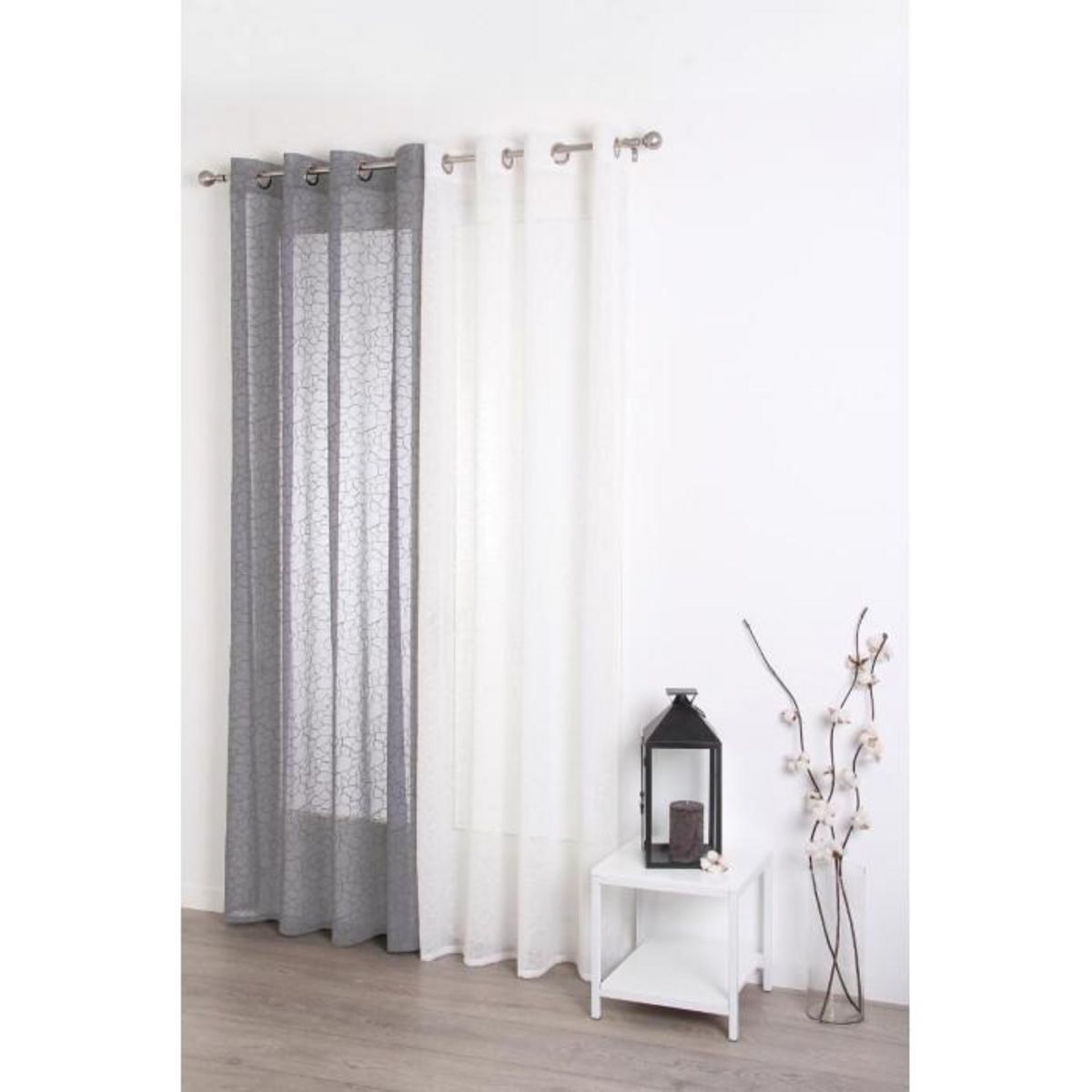 ATMOSPHERA Rideau Voilage  Brodé  140x240cm Gris