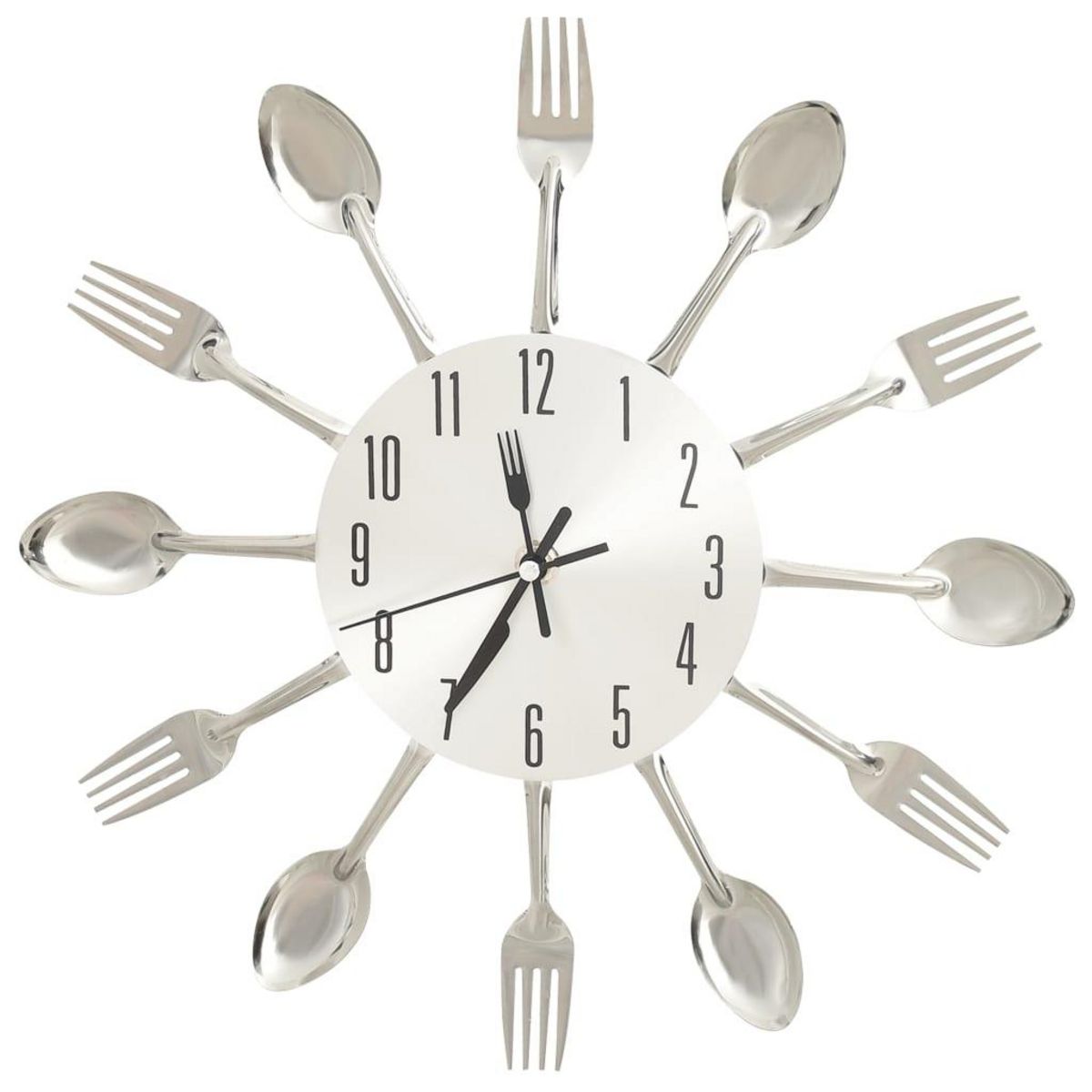 VIDAXL Horloge murale et cuillere et fourchette Argente 31cm Aluminium