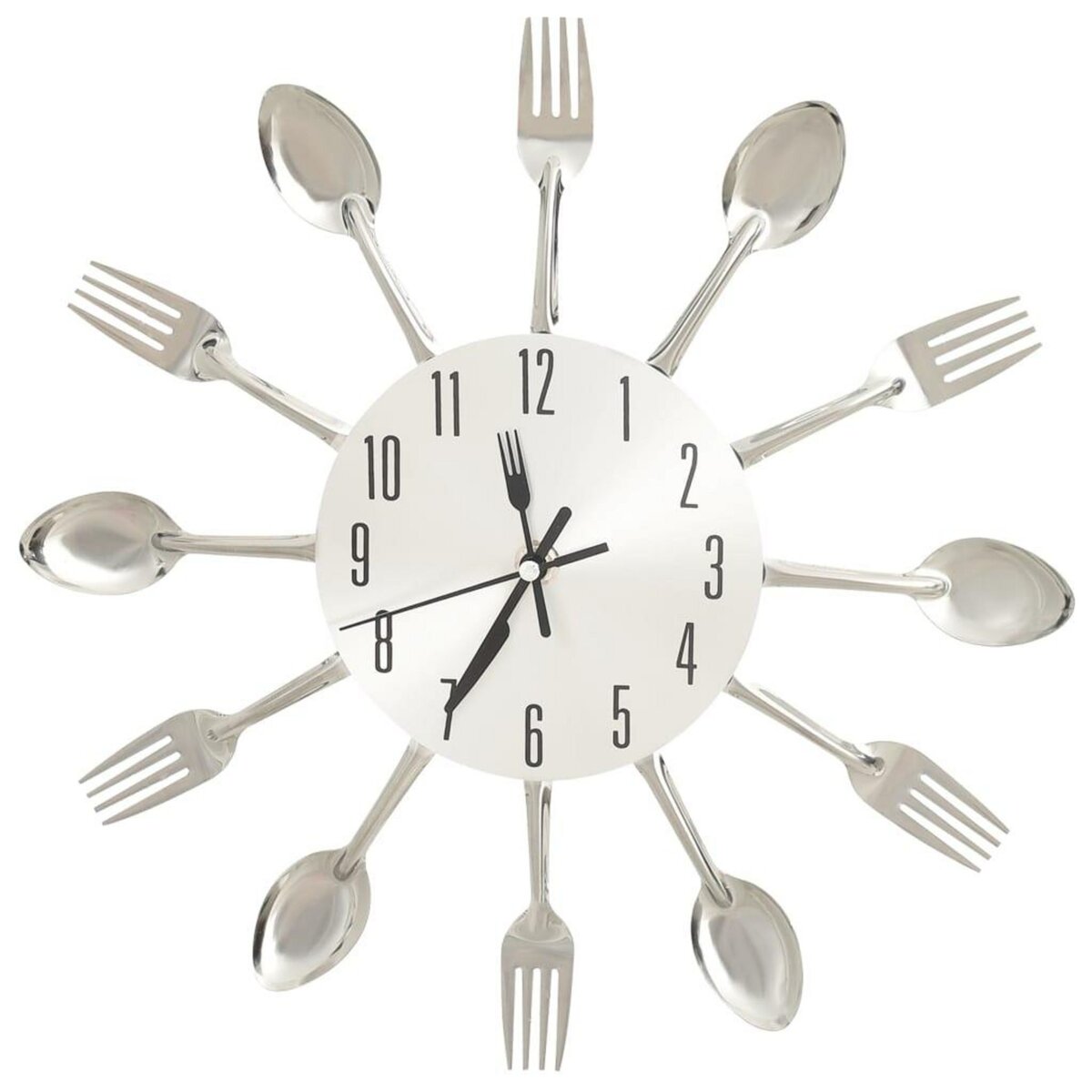 VIDAXL Horloge murale et cuillere et fourchette Argente 31cm Aluminium