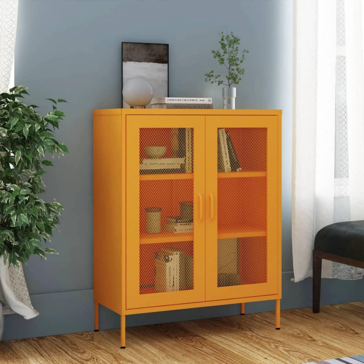 VIDAXL Armoire de rangement Jaune moutarde 80x35x101,5 cm Acier