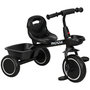 Voir la diapositive 1 : HOMCOM Tricycle pour enfant évolutif avec siège réglable - pédales - 2 paniers - ceinture - pour enfant de 2 à 5 ans - noir