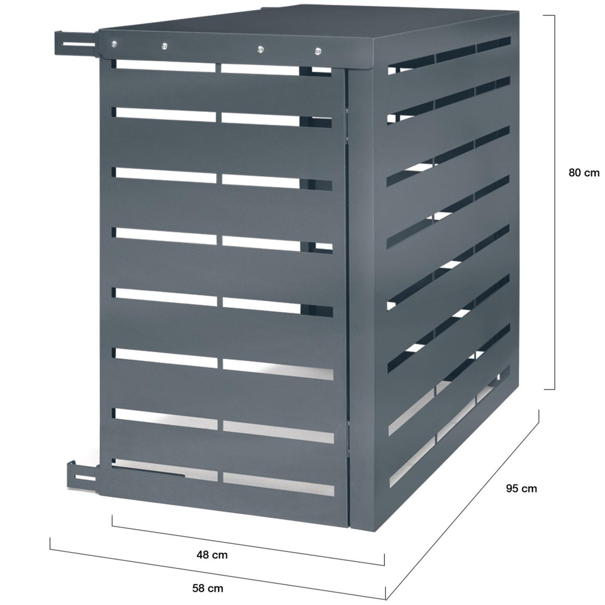Voir la diapositive 5 : ID MARKET Cache climatiseur 95 x 50 x 80 cm métal gris anthracite protection unité extérieure pour pompe à chaleur