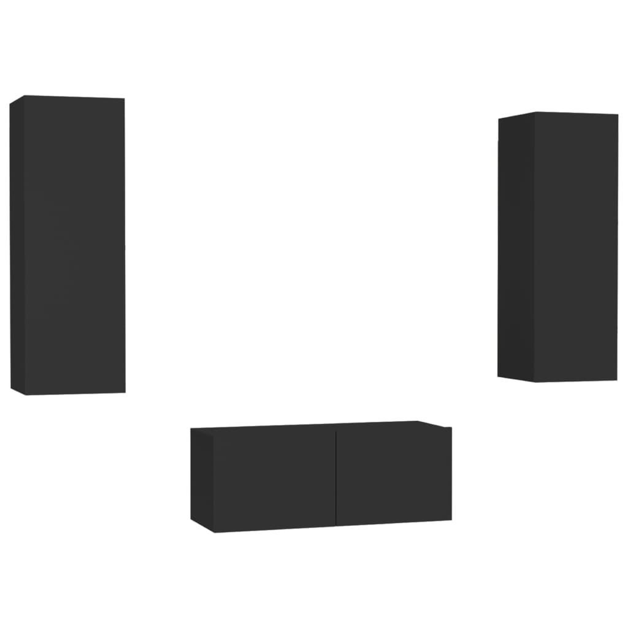 Voir la diapositive 2 : VIDAXL Ensemble de meubles TV 3 pcs Noir Bois d'ingenierie