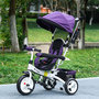 Voir la diapositive 2 : HOMCOM Tricycle enfant évolutif pare-soleil pliable canne télescopique amovible acier violet
