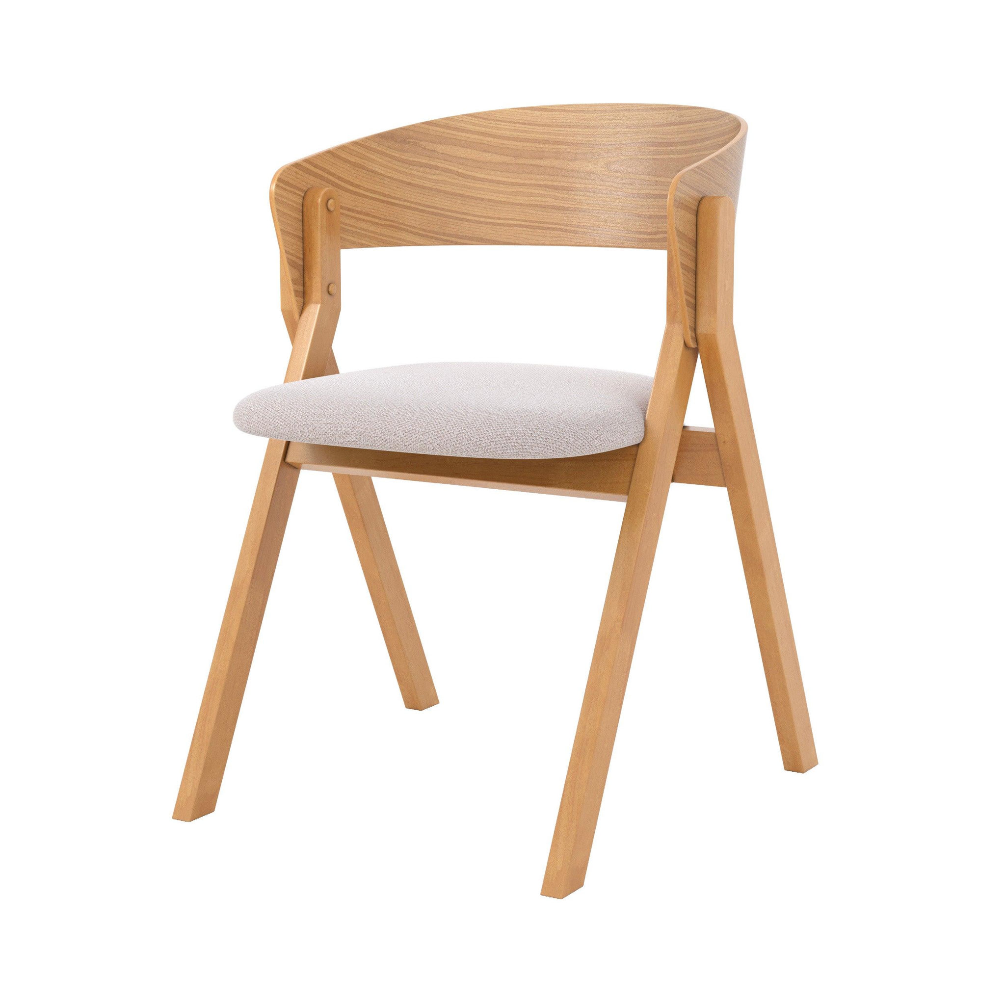 MAISON PAVANE Chaise en bois d'hévéa et tissu beige-héloïse