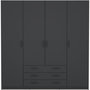 Voir la diapositive 3 : MARKET24 Armoire VEGA - Décor Gris anthracite - 4 portes + 3 tiroirs - L 195,5 x P 49,6 x H 200,4 cm