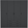 Voir la diapositive 3 : MARKET24 Armoire VEGA - Décor Gris anthracite - 4 portes + 3 tiroirs - L 195,5 x P 49,6 x H 200,4 cm