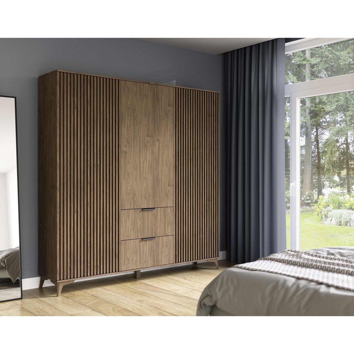BEST MOBILIER Portmore - armoire - effet bois - 185x192 cm