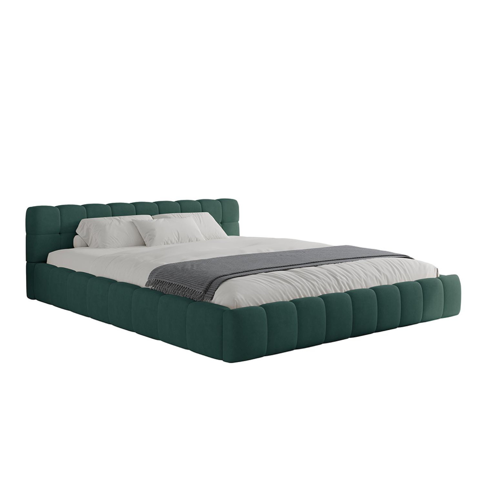 CONCEPT USINE Lit nuage 140x190cm en velours vert kansas
