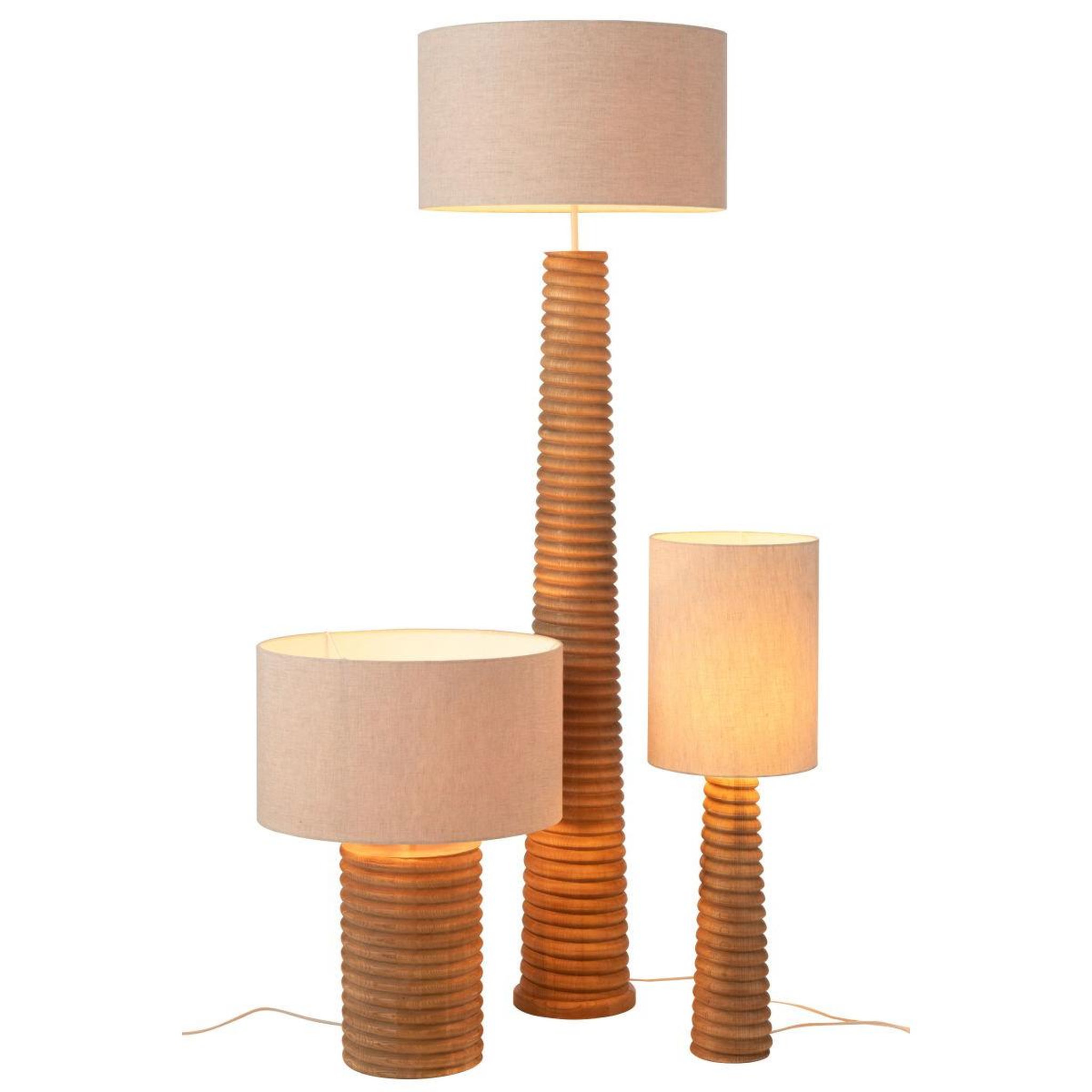 Voir la diapositive 5 : J-LINE Lampe à poser filetage en bois  ailanthus  70cm naturel