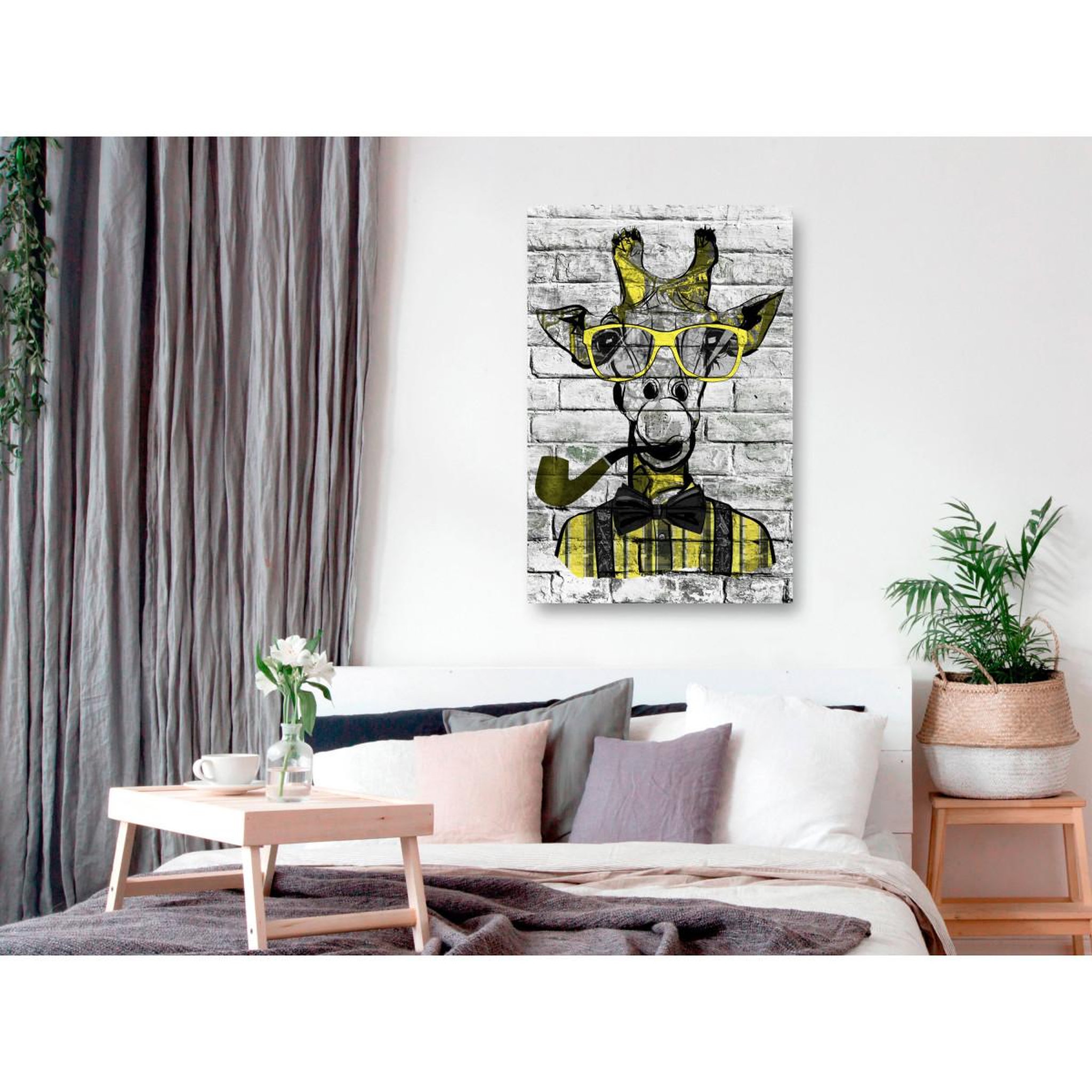 Voir la diapositive 2 : Paris Prix Tableau Imprimé  Giraffe with Pipe Yellow