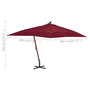 Voir la diapositive 6 : VIDAXL Parasol de jardin en porte-a-faux et mat en bois rouge bordeaux