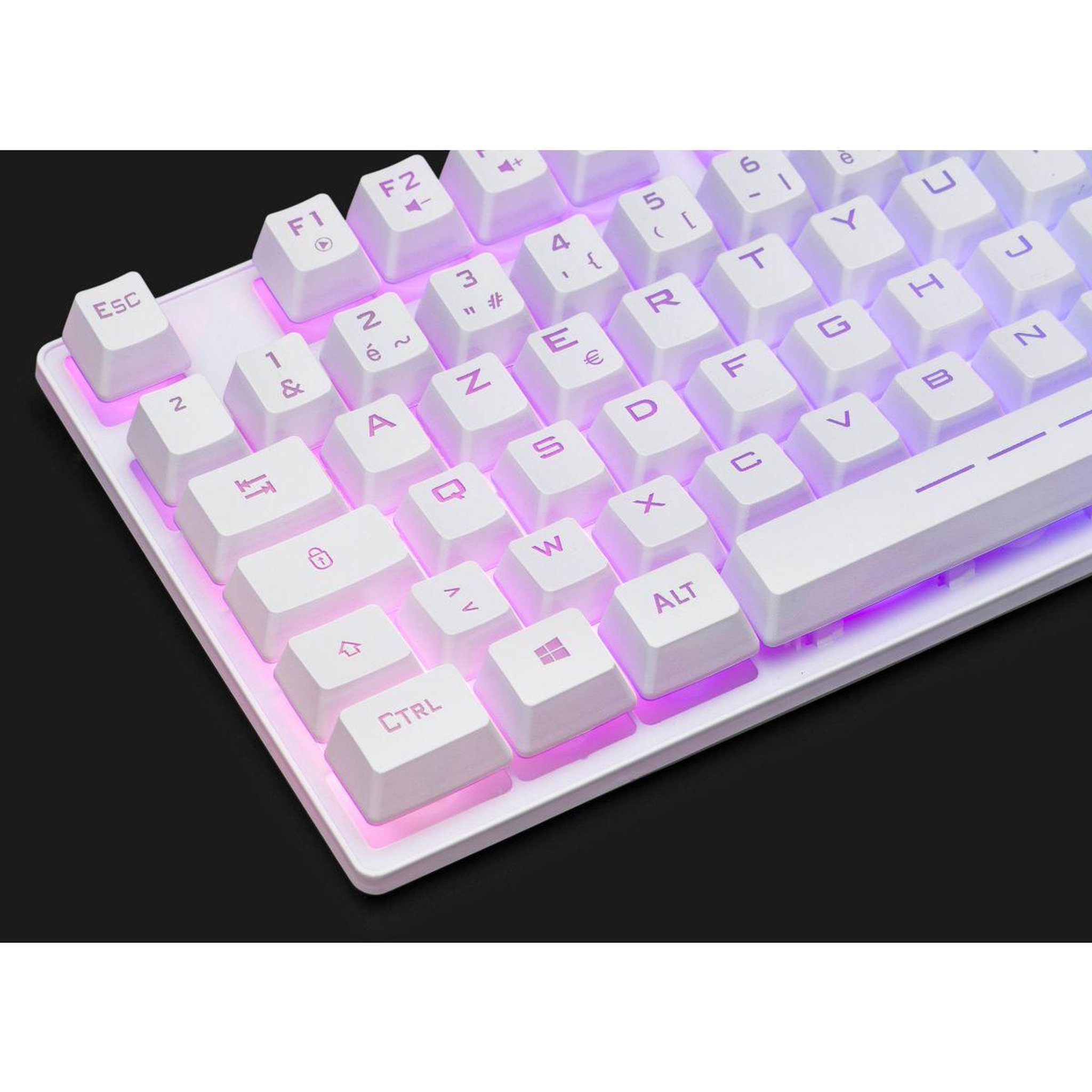 Voir la diapositive 2 : THE G-LAB Clavier gamer KEYZ CAESIUMT FR BLANC