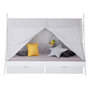 Voir la diapositive 1 : HomeStyle4U Lit enfant Tipi 90x200 Blanc avec Sommier à Lattes Tiroir 2 tiroirs et Tissu de Tente Gris étoilé