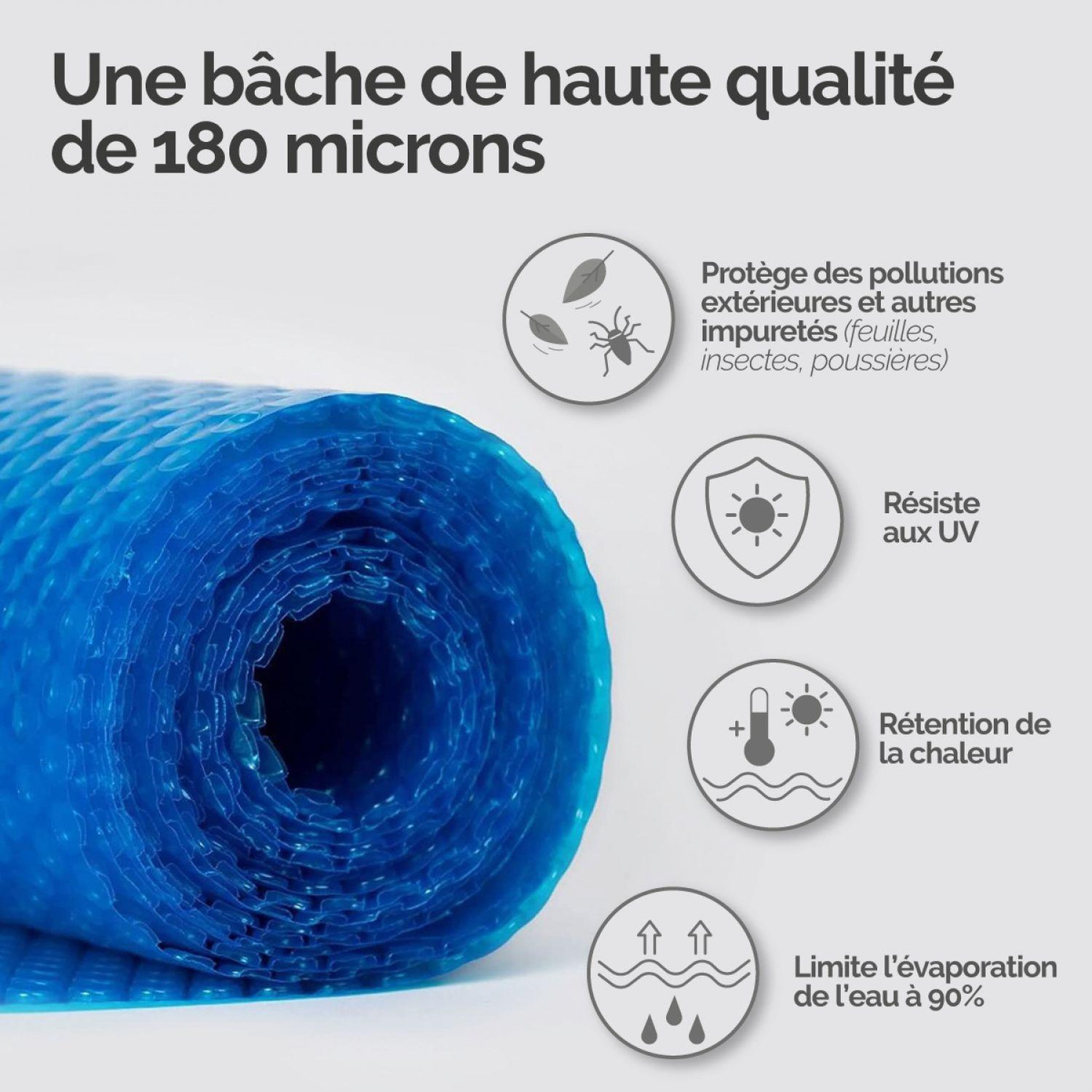 Voir la diapositive 3 : LINXOR Bâche à bulles ronde, ovale, carrée ou rectangle pour piscine intex ou autre - 180 microns - Bleu